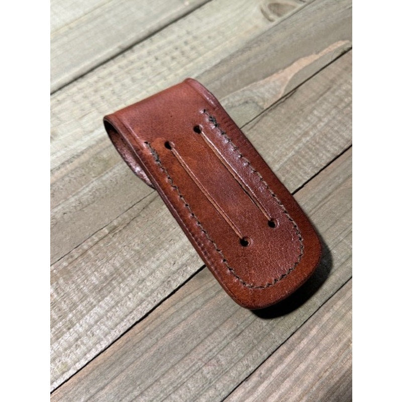 4" Top Grain Leather Folding Knife Sheath - Brown