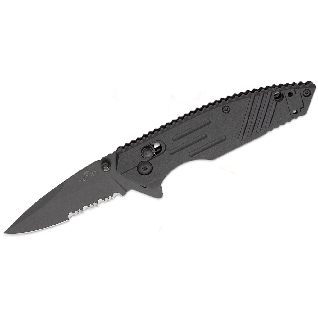 Bear & Son Bear OPS Rancor IX Slide Lock Flipper Knife 2.83" D2 Black Serrated
