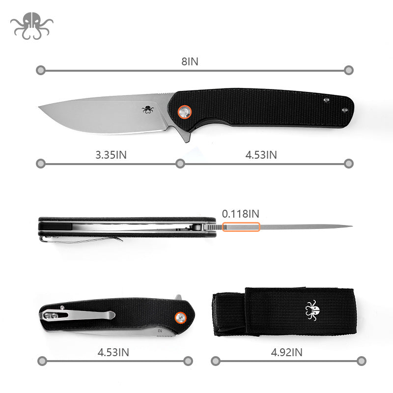Klaken ~ Varek (J326): 3.35" D2 Steel & Micarta