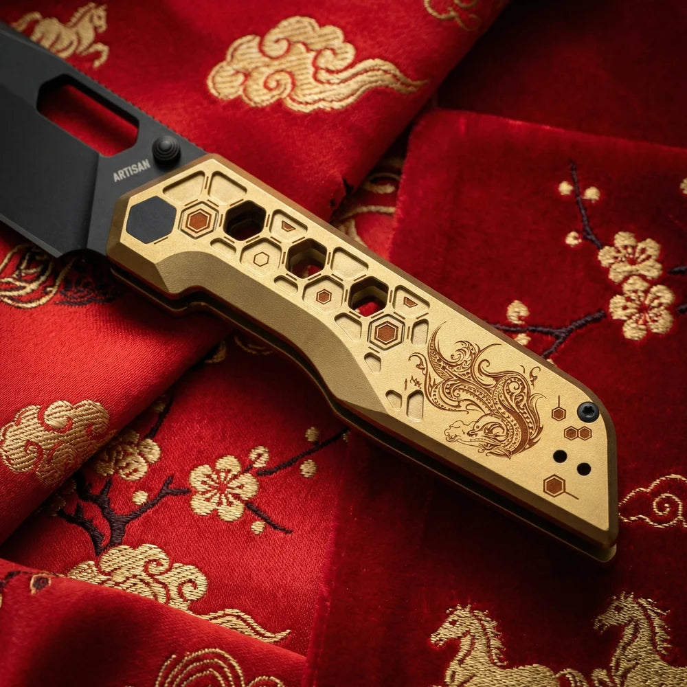 Artisan Cutlery Beest Front Flipper – Gold Aluminum & Black AR-SFII (1878P-GL)