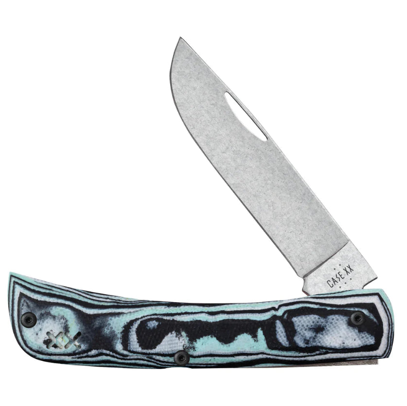 Case Crossroads™ XR Sod Buster® Jr ~ Smooth Seafoam Green Burl G-10/S35VN **Damaged Box