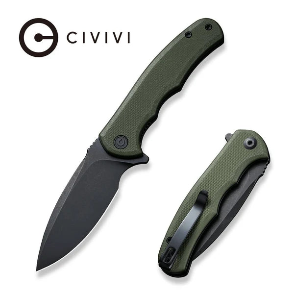 Civivi Mini Praxis Flipper – Black Stonewash D2 & Green G10