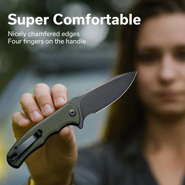Civivi Mini Praxis Flipper – Black Stonewash D2 & Green G10