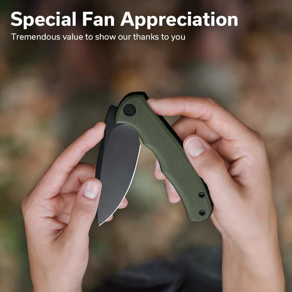 Civivi Mini Praxis Flipper – Black Stonewash D2 & Green G10