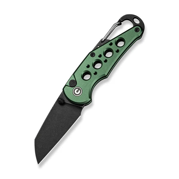 Civivi Pragma Wharncliffe Button Lock – Black Stonewash Nitro-V & Green Aluminum
