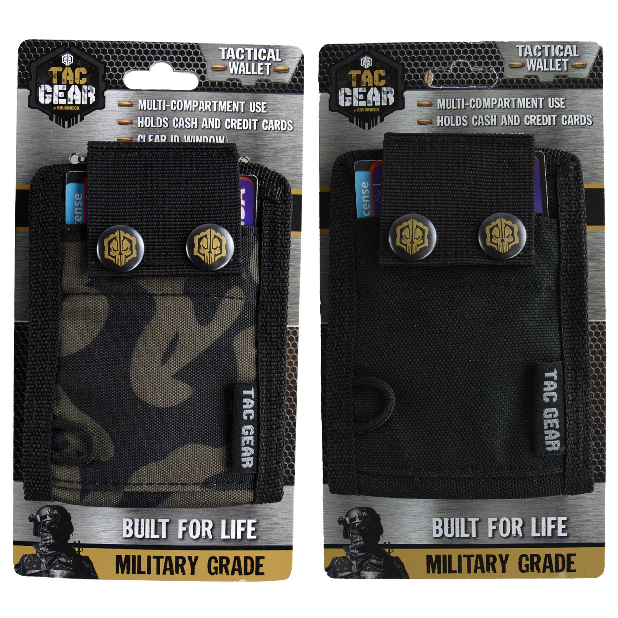 Tac Gear ~ Canvas Snap Wallet ~ Cash/Card/ID ~ Military Grade ~ Black or Camo