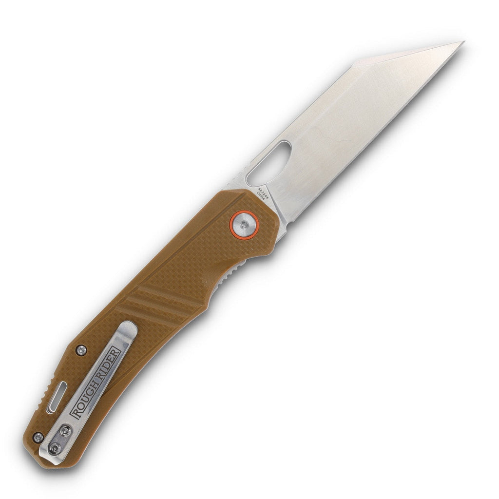 Rough Rider ~ Coyote Tan Reverse Tanto Linerlock ~ BONUS Dragoncut Pouch