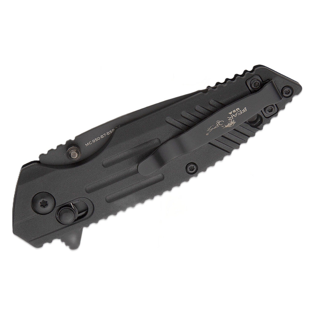 Bear & Son Bear OPS Rancor IX Slide Lock Flipper Knife 2.83" D2 Black Serrated