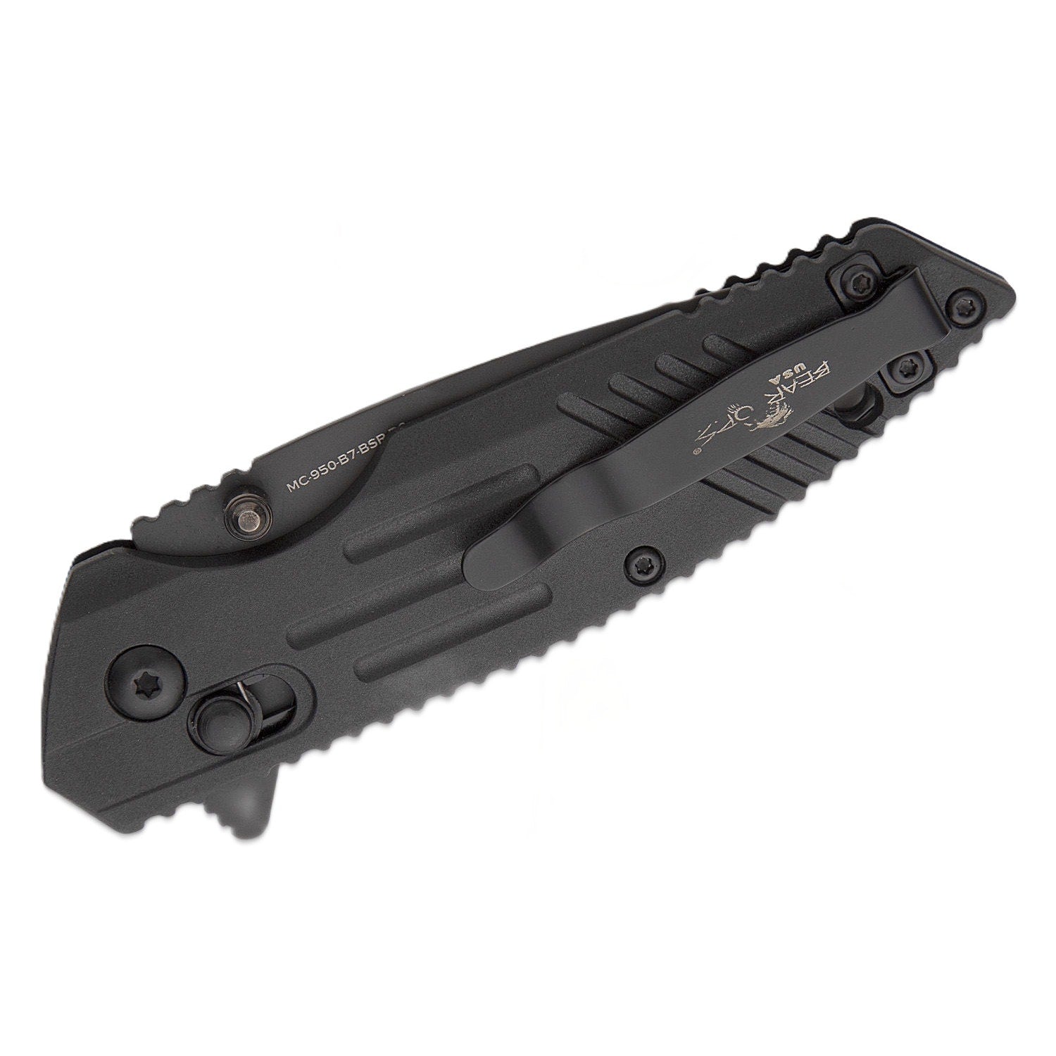 Bear & Son Bear OPS Rancor IX Slide Lock Flipper Knife 2.83" D2 Black Serrated
