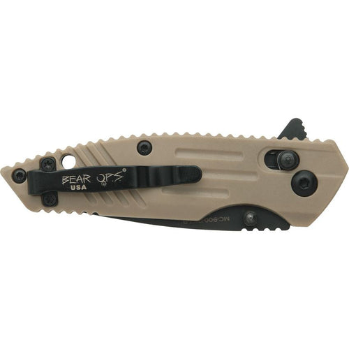 Bear & Son Cutlery ~ Black Slide Lock Desert Sand Handles