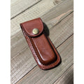 4" Top Grain Leather Folding Knife Sheath - Brown