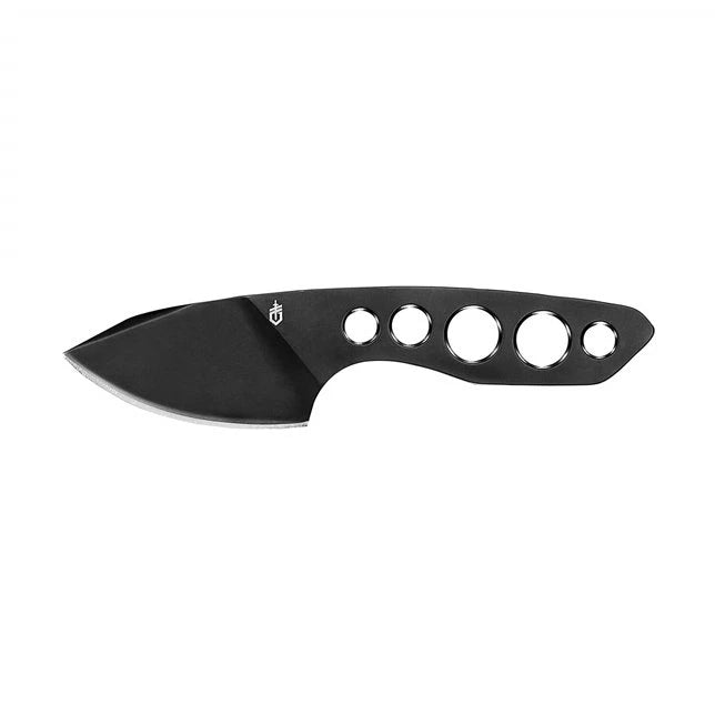 Gerber Dibs Skeletonized Fixed Blade: 2.5" Black PVD Steel &amp; High-Vis Leather Sheath